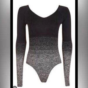 Ivy Park Beyoncé Black Gray ombré Long Sleeve Bodysuit form fitting thick